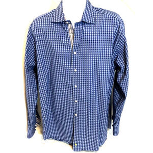 Tailorbyrd Mens Flip Cuff Long Sleeve Button Front Shirt Color Blue Size XL
